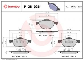 Brembo P 28 036 - Brzdové platničky -
