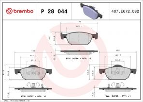 Brembo P 28 044 - Brzdové platničky -
