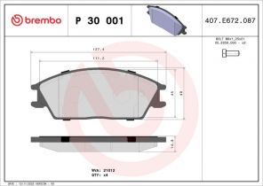 Brembo P 30 001 - Brzdové platničky -