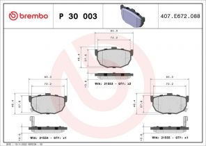 Brembo P 30 003 - Brzdové platničky -