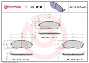Brembo P 30 010 - Brzdové platničky -