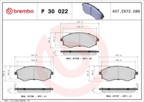 Brembo P 30 022 - Brzdové platničky -