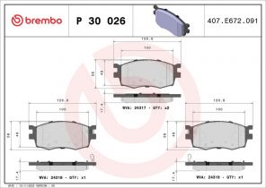 Brembo P 30 026 - Brzdové platničky -