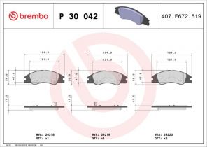 Brembo P 30 042 - Brzdové platničky -