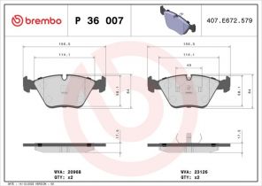 Brembo P 36 007 - Brzdové platničky -