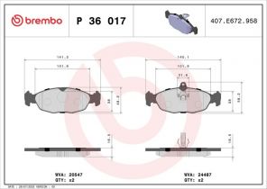 Brembo P 36 017 - Brzdové platničky -