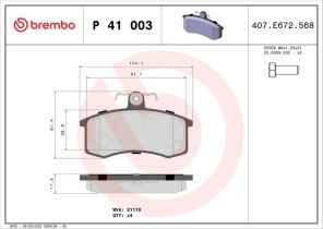 Brembo P 41 003 - Brzdové platničky -