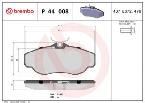 Brembo P 44 008 - Brzdové platničky -