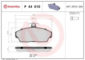 Brembo P 44 010 - Brzdové platničky -