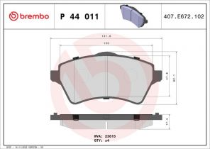 Brembo P 44 011 - Brzdové platničky -