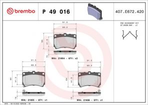 Brembo P 49 016 - Brzdové platničky -