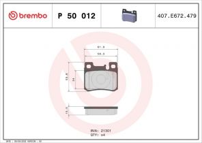 Brembo P 50 012 - Brzdové platničky -