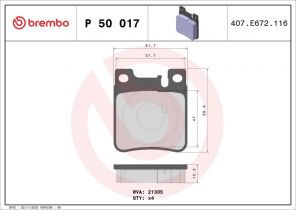 Brembo P 50 017 - Brzdové platničky -