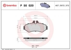 Brembo P 50 020 - Brzdové platničky -