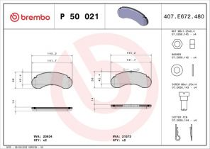 Brembo P 50 021 - Brzdové platničky -