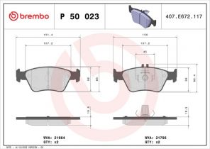 Brembo P 50 023 - Brzdové platničky -