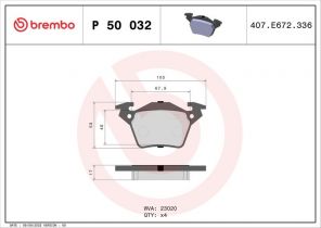 Brembo P 50 032 - Brzdové platničky -
