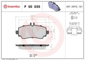 Brembo P 50 035 - Brzdové platničky -