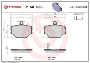 Brembo P 50 038 - Brzdové platničky -