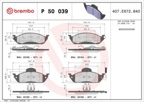 Brembo P 50 039 - Brzdové platničky -