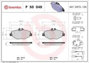 Brembo P 50 049 - Brzdové platničky -