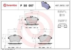 Brembo P 50 057 - Brzdové platničky -