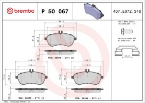 Brembo P 50 067 - Brzdové platničky -