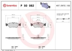 Brembo P 50 082 - Brzdové platničky -