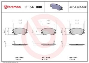 Brembo P 54 008 - Brzdové platničky -