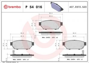 Brembo P 54 016 - Brzdové platničky -