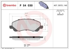 Brembo P 54 030 - Brzdové platničky -