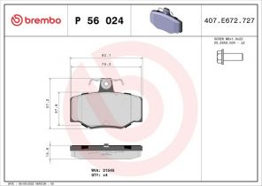 Brembo P 56 024 - Brzdové platničky -