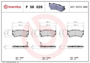 Brembo P 56 026 - Brzdové platničky -