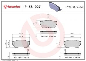 Brembo P 56 027 - Brzdové platničky -