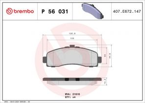 Brembo P 56 031 - Brzdové platničky -
