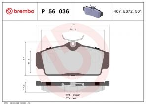 Brembo P 56 036 - Brzdové platničky -