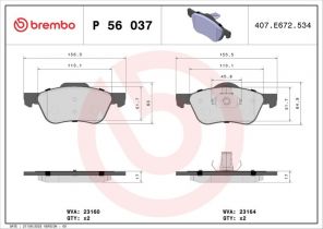 Brembo P 56 037 - Brzdové platničky -