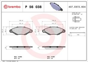 Brembo P 56 038 - Brzdové platničky -