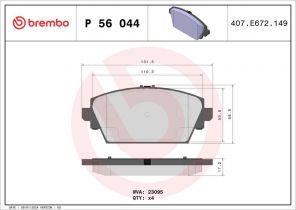 Brembo P 56 044 - Brzdové platničky -