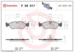 Brembo P 59 017 - Brzdové platničky -