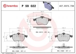 Brembo P 59 022 - Brzdové platničky -