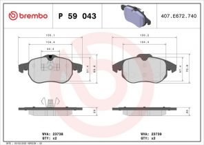 Brembo P 59 043 - Brzdové platničky -