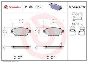 Brembo P 59 052 - Brzdové platničky -