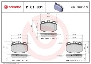 Brembo P 61 031 - Brzdové platničky -