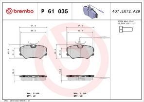 Brembo P 61 035 - Brzdové platničky -
