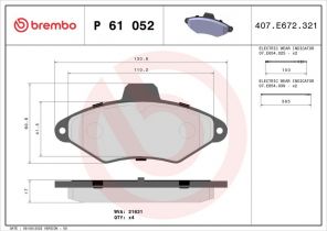 Brembo P 61 052 - Brzdové platničky -