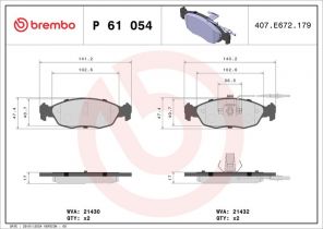 Brembo P 61 054 - Brzdové platničky -