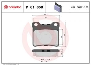 Brembo P 61 058 - Brzdové platničky -