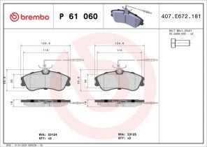 Brembo P 61 060 - Brzdové platničky -