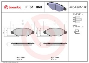 Brembo P 61 063 - Brzdové platničky -